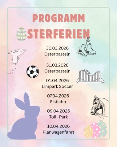 Osterferienprogramm mit Terminen der Veranstaltungen - Verlinkung zu Feripro, wo alle Termine noch einmal zu finden sind und man sich anmelden kann
